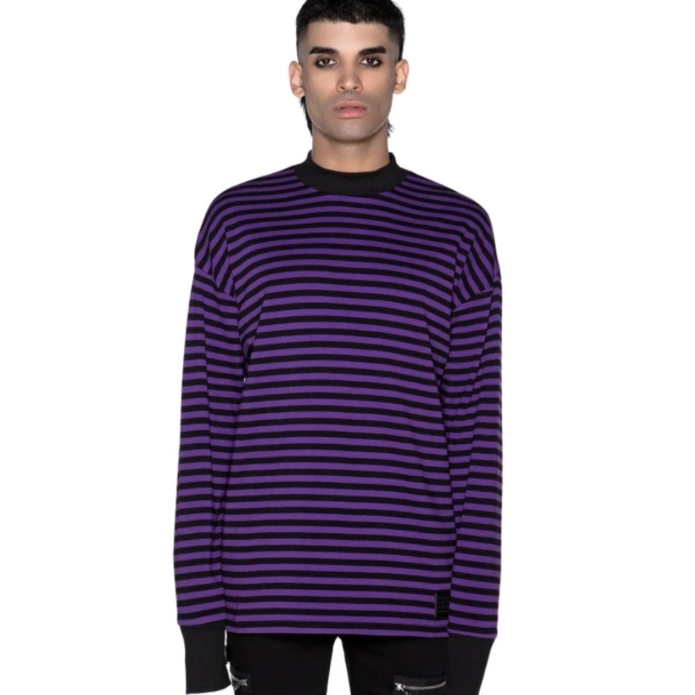 Purple and Black Striped Sweater